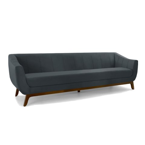 Sofá 3 Lugares Boomer 210cm PU Cinza - Gran Belo