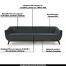 Sofá 3 Lugares Boomer 210cm PU Cinza - Gran Belo - 3