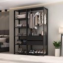 Ver imagem 1 de Closet Aberto Modulado Arara Organizadora com Cabideiro 135cm Allegra Multimóveis Mp4389 Preto