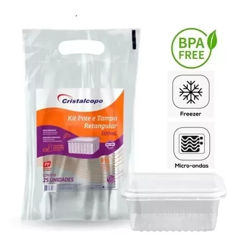 Marmitex Descartável 500ml C/ 150Un - Freezer/ Microondas - 2