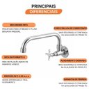 Ver imagem 4 de Torneira para Cozinha Parede Soluz Meber Metais Cromado