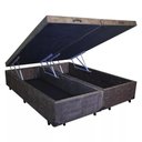Ver imagem 1 de Cama Box Baú Blindado Casal Bipartido King Design Suede Marrom 138x188x41