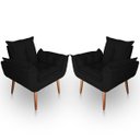 Ver imagem 1 de Kit 02 Poltrona para Sala e Quarto Decorativa Opala Suede Preto