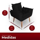 Ver imagem 6 de Kit 02 Poltrona para Sala e Quarto Decorativa Opala Suede Preto