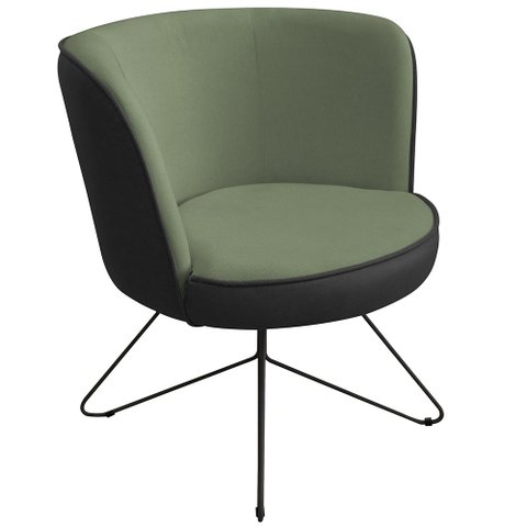 Poltrona Decorativa Chiara Base Orby Corano Preto/Poliéster Verde Claro - CasaePoltrona