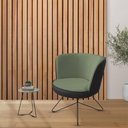 Ver imagem 2 de Poltrona Decorativa Chiara Base Orby Corano Preto/Poliéster Verde Claro - CasaePoltrona