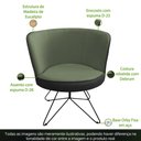 Ver imagem 3 de Poltrona Decorativa Chiara Base Orby Corano Preto/Poliéster Verde Claro - CasaePoltrona