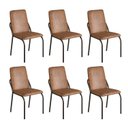 Ver imagem 1 de Kit 6 Cadeiras para Sala de Jantar Estofadas Aço Marrom e Preto Fosco Malibu