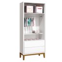 Ver imagem 5 de Berço Americano e Guarda Roupa 2 Portas New Classic Branco com Pés Madeira e Colchão Gazin – Reller