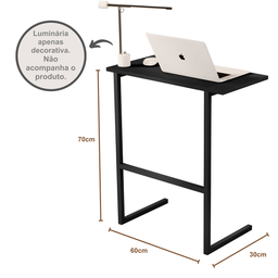 Mesa Suporte Home Office Bancada para Computador Notebook com Pés de Ferro Thor - Preto - 3