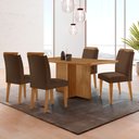 Ver imagem 1 de Mesa de Jantar Olímpia 120cm Mdf Canto Copo e com 4 Cadeiras Athenas