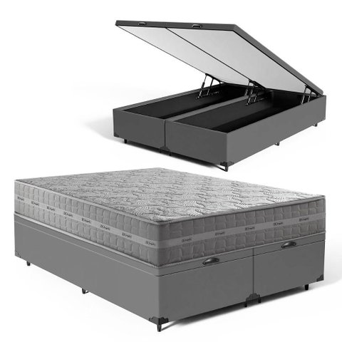 Cama Box Baú com Colchão de Molas Ensacadas Ultra Spring Anjos Queen 158cm