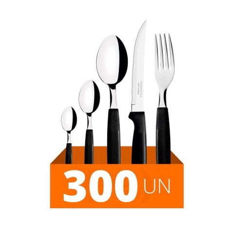 Faqueiro Ipanema 300 Peças Lâminas em Aço Inox Cabo Preto Ptop - Tramontina
