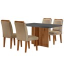 Ver imagem 2 de Sala de Jantar Mesa Olímpia 120cm Mdf Vidro Canto Reto com 4 Cadeiras Athenas Moderna