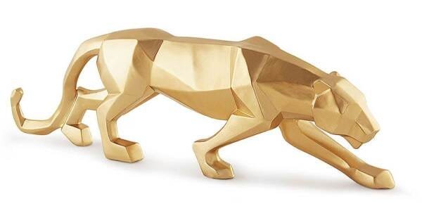 Escultura Leopardo Dourado em Poliresina 13098 Mart