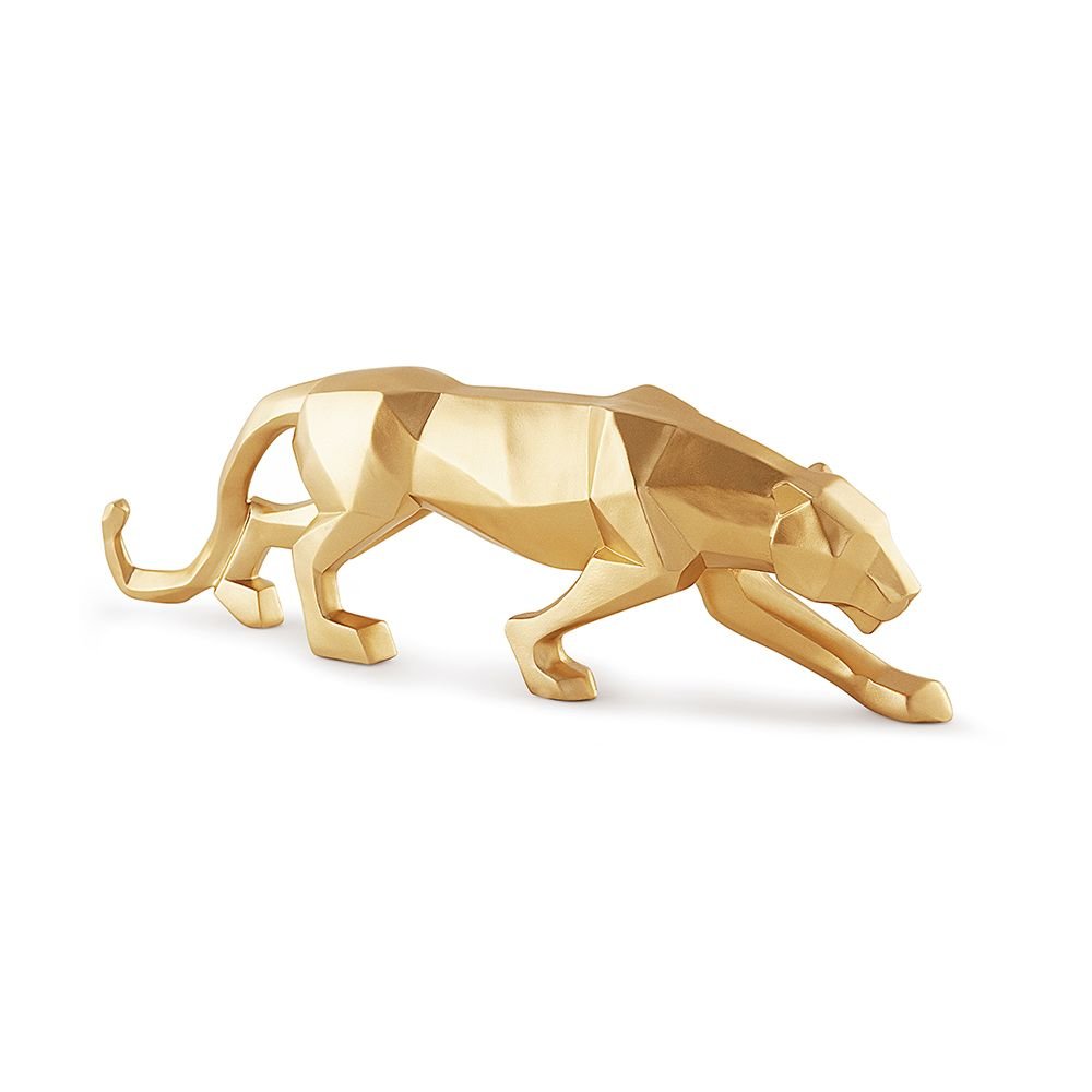 Escultura Leopardo Dourado em Poliresina 18x61cm Mart