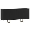 Ver imagem 4 de Aparador Buffet Para Sala de Jantar 4 Portas 160cm Pés Industrial Benita N01 Preto Champanhe - Lyam