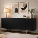 Ver imagem 1 de Aparador Buffet Para Sala de Jantar 4 Portas 160cm Pés Industrial Benita N01 Preto Champanhe - Lyam