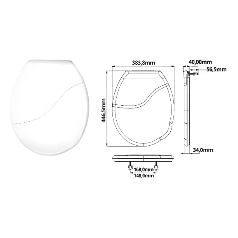 Assento Tampa para Vaso Sanitário Oval Bellart Compact Branco Durín - 3