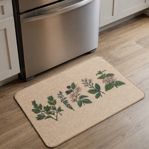 Passadeira Cozinha Antiderrapante Linho Estampado:Flores/0,45x0,65m