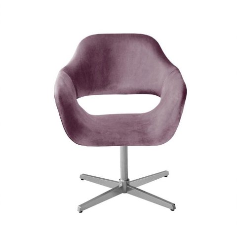 Poltrona Zara Giratória Base de Metal Veludo Roxo Bella Decor