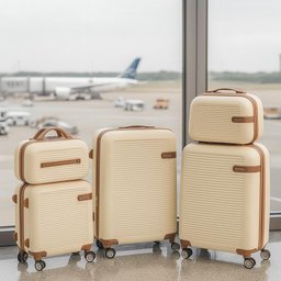 Kit Malas Abs 5 Peças Rígidas Frasqueiras + Bordo P M G Bege - 4
