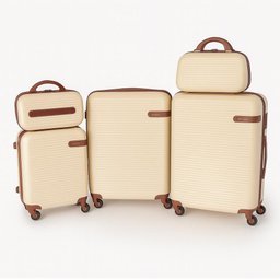 Kit Malas Abs 5 Peças Rígidas Frasqueiras + Bordo P M G Bege - 1