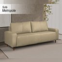 Ver imagem 2 de Sofá Decorativo Sala de Estar Metropole 3 Lugares 220cm Couro Bege - Mozzelar