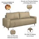 Ver imagem 3 de Sofá Decorativo Sala de Estar Metropole 3 Lugares 220cm Couro Bege - Mozzelar