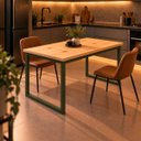 Ver imagem 2 de Mesa de Jantar Reforçada Industrial 150x70cm Tampo Bege Pés Verde