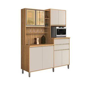 Armário Gabi Cozinha Compacta Vidro Reflecta Mdf Resistente:off White