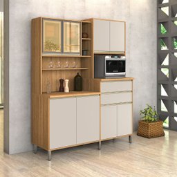 Armário Gabi Cozinha Compacta Vidro Reflecta Mdf Resistente:off White - 2