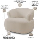 Ver imagem 3 de Poltrona Giratória Orgânica para Sala Living Florea M05 Bouclê Creme - Lyam Decor