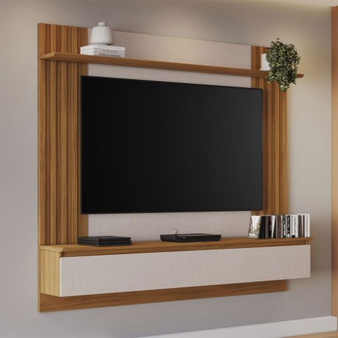 Painel para Tv até 65 Polegadas Anchieta 1 Porta Ripado Off White Tx/freijó Trend - Pnr Móveis
