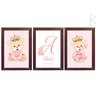Kit com 3 Quadros Decorativos do Tema Ursinha Princesa:Branca - 3
