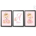 Ver imagem 2 de Kit com 3 Quadros Decorativos do Tema Ursinha Princesa:branca