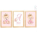 Ver imagem 4 de Kit com 3 Quadros Decorativos do Tema Ursinha Princesa:branca