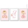 Kit com 3 Quadros Decorativos do Tema Ursinha Princesa:Branca - 1