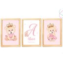 Ver imagem 4 de Kit com 3 Quadros Decorativos do Tema Ursinha Princesa:Branca