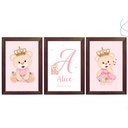 Ver imagem 3 de Kit com 3 Quadros Decorativos do Tema Ursinha Princesa:branca