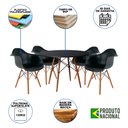 Ver imagem 2 de Mesa de Jantar Redonda Eiffel Eames em Madeira 110cm Preta com 4 Poltronas Pretas