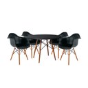 Ver imagem 1 de Mesa de Jantar Redonda Eiffel Eames em Madeira 110cm Preta com 4 Poltronas Pretas