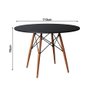 Mesa de Jantar Redonda Eiffel Eames em Madeira 110cm Preta com 4 Poltronas Pretas - 5