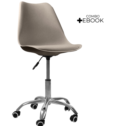 Cadeira Office com Rodizio Giratória Saarinen - Bege + E-book