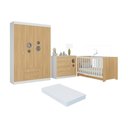 Ver imagem 1 de Quarto de Bebê Completo Berço Americano 3 em 1 Colchão Pirulito Multimóveis Mp4629 Branco/