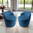 Ver mais imagens de Kit 2 Poltronas Decorativa Yara Orgânica Bouclé Azul Marinho