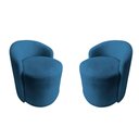 Ver imagem 2 de Kit 2 Poltronas Decorativa Yara Orgânica Bouclé Azul Marinho