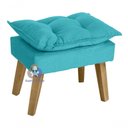 Ver imagem 5 de Kit 02 Poltrona/cadeira Decorativa e Puff Glamour com Pés Quadrado Azul Turquesa