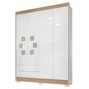 Ver imagem 1 de Guarda-Roupa Infantil 153cm 4 Portas 2 Gavetas Fofinho I03 Flex Branco/Cartagena - Mpozenato