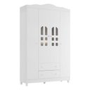 Ver imagem 4 de Berço Americano Mirelle e Guarda Roupa New Selena 4 Portas Branco Brilho com Colchão Ortobom –